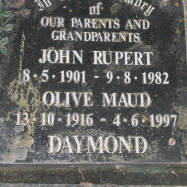 DAYMOND John Rupert 1901-1982 &amp; Olive Maud 1916-1997