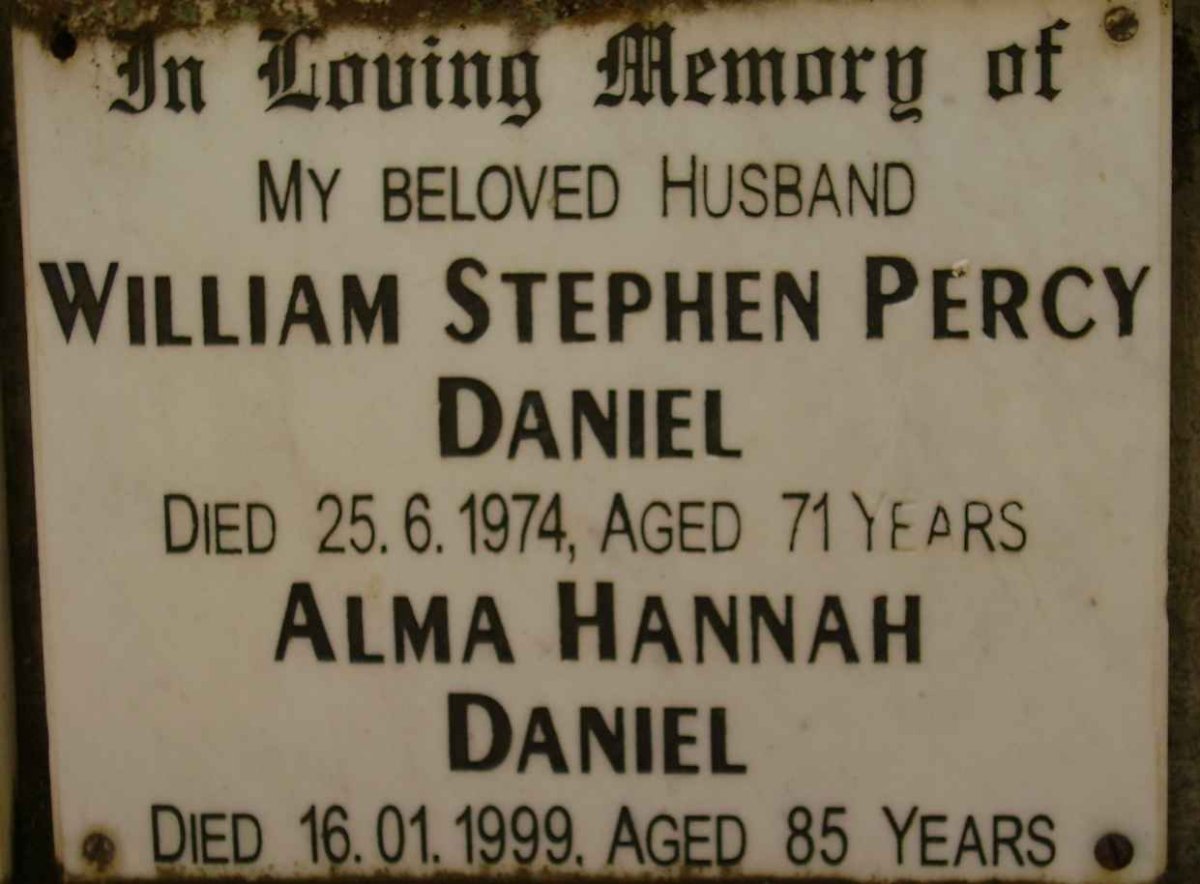 DANIEL William Stephen Percy -1974 &amp; Alma Hannah -1999
