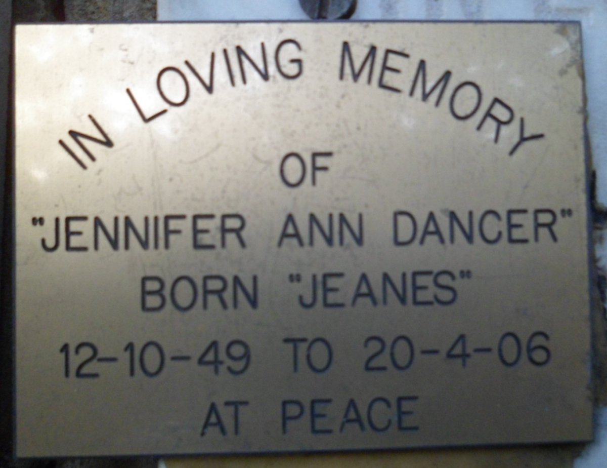 DANCER Jennifer Ann nee JEANES 1949-2006