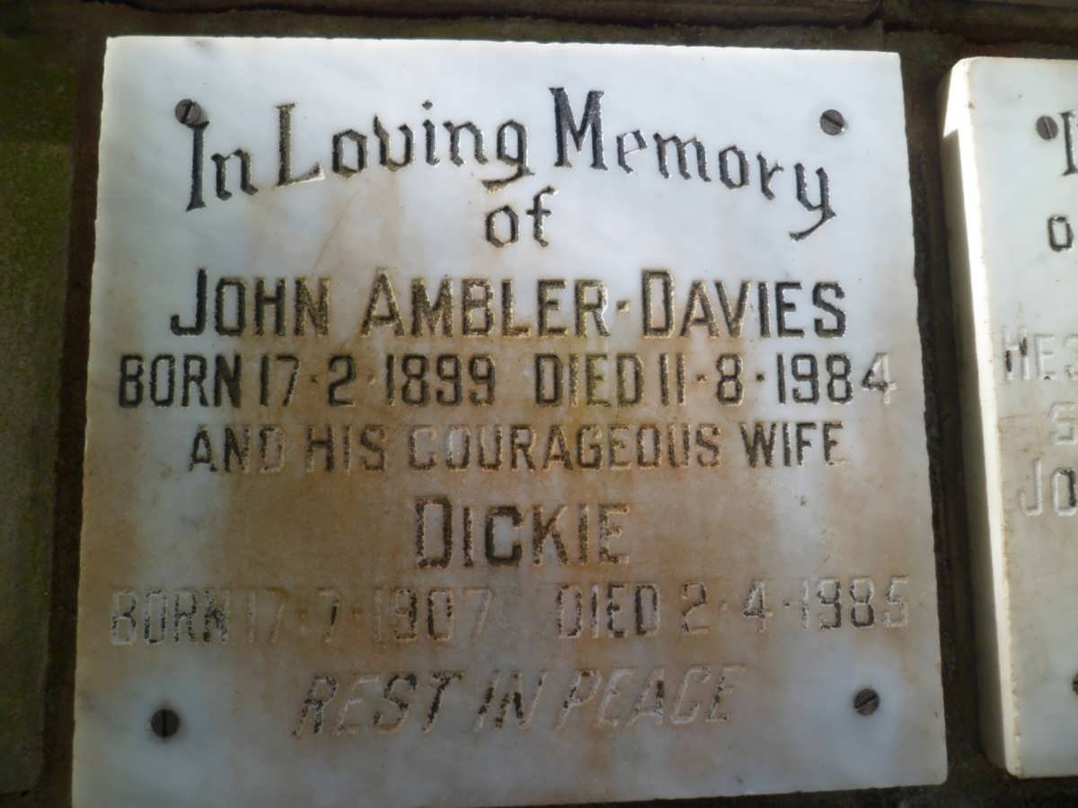 DAVIES John, Ambler 1899-1984 &amp; Dickie 1907-1985