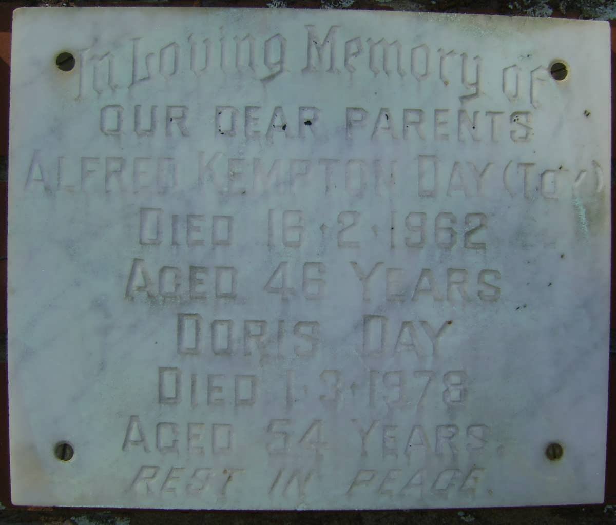 DAY Alfred Kempton -1962 &amp; Doris -1978