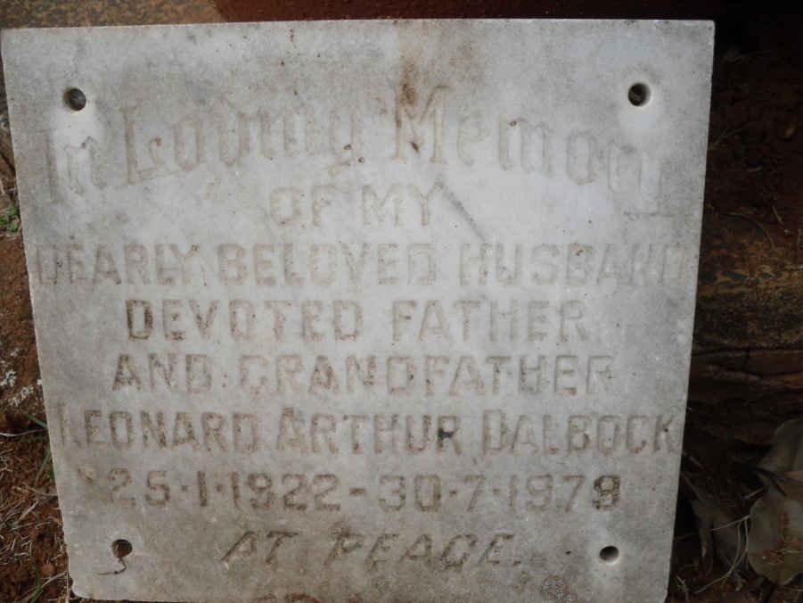 DALBOCK Leonard Arthur 1922-1979