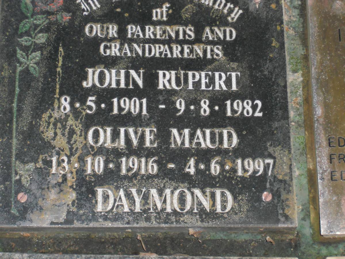 DAYMOND John Rupert 1901-1982 &amp; Olive Maud 1916-1997