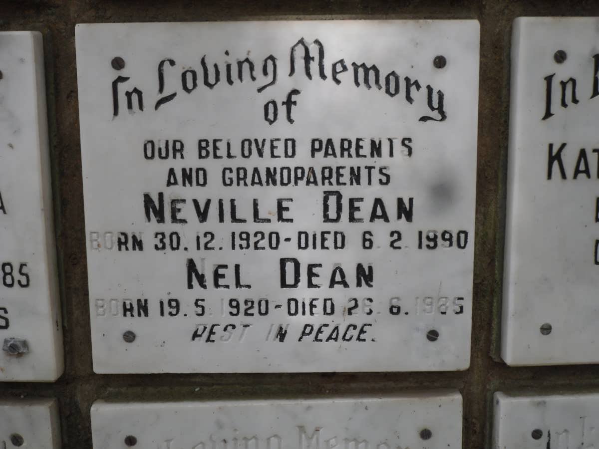 DEAN Neville 1920-1990 &amp; Nel 1920-1985
