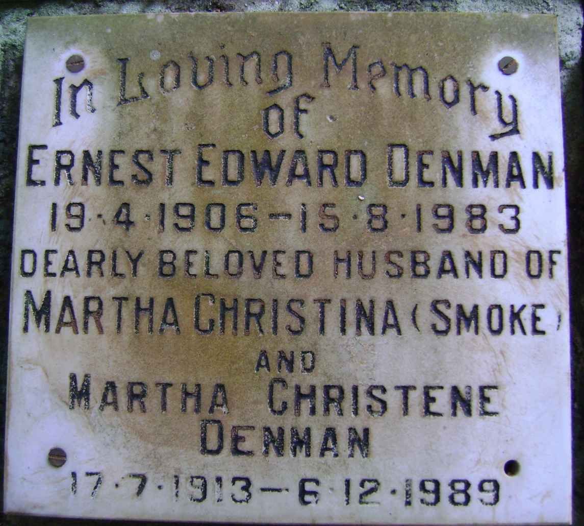 DENMAN Ernest Edward 1906-1983 &amp; Martha Christene 1913-1989