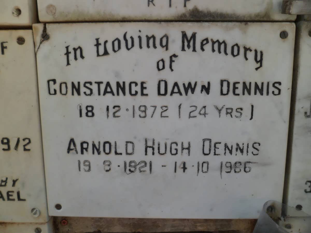DENNIS Arnold Hugh 1921-1986 &amp; Constance Dawn -1972