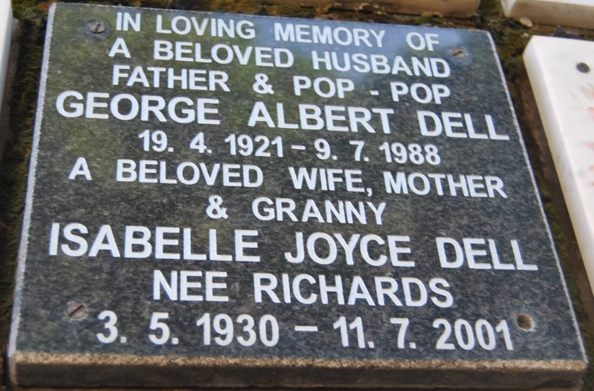 DELL George Albert 1921-1988 &amp; Isabelle Joyce RICHARDS 1930-2001