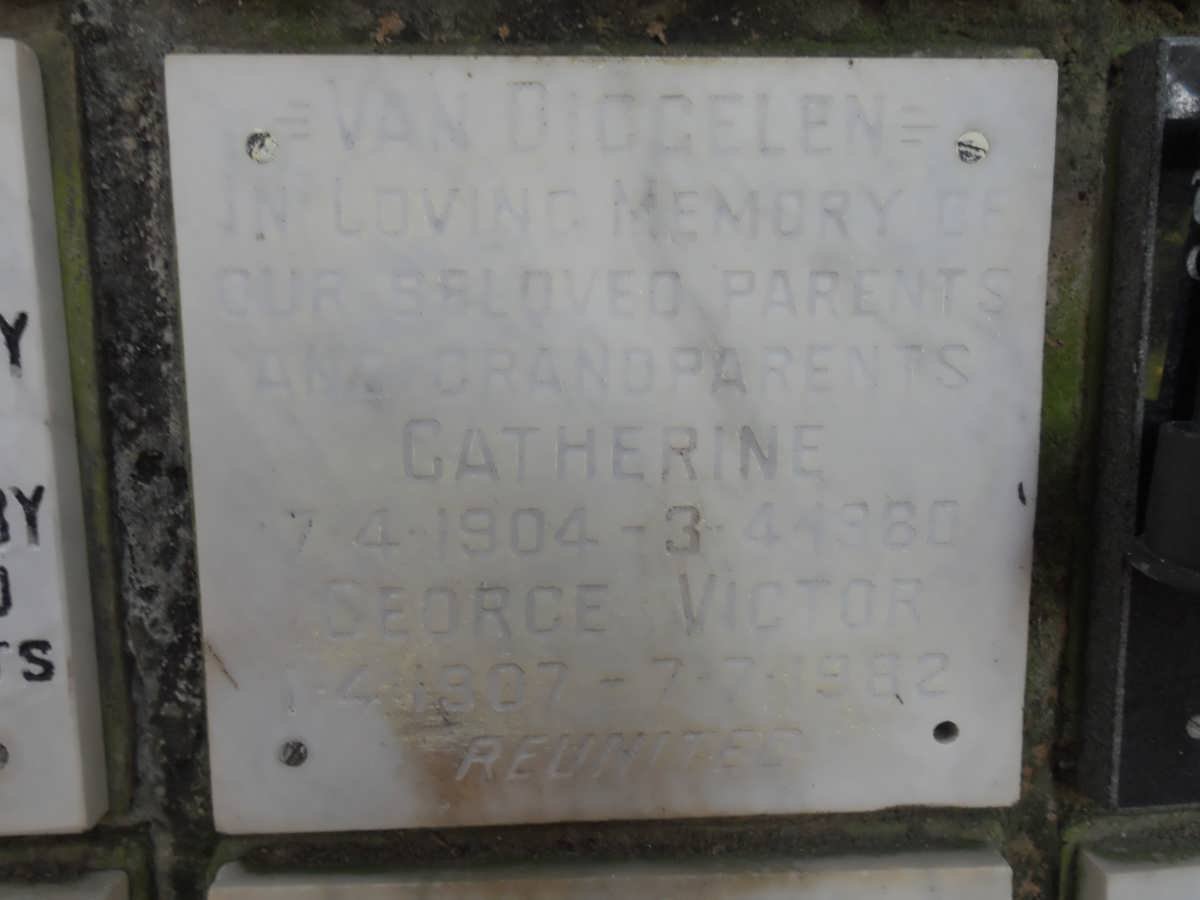 DIGGELEN George Victor, van 1907-1982 &amp; Catherine 1904-1980