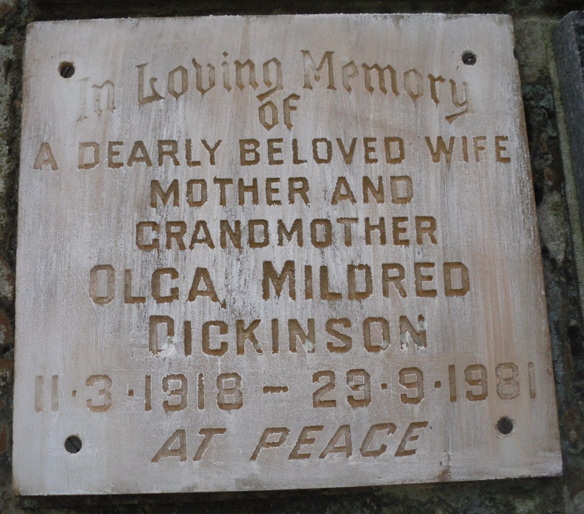 DICKINSON Olga Mildred 1918-1981