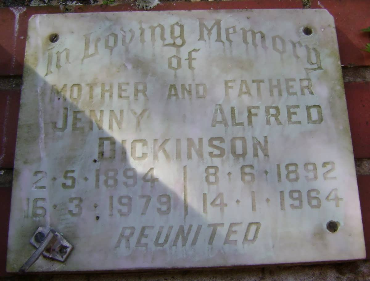 DICKINSON Alfred 1892-1964 &amp; Jenny 1894-1979
