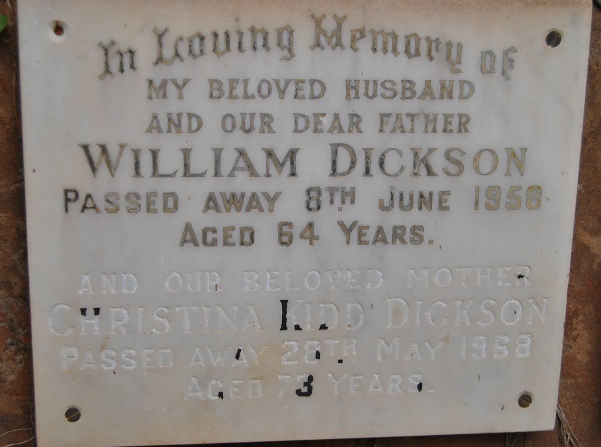 DICKSON William -1958 &amp; Christina KIDD -1968