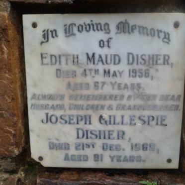 DISHER Joseph Gillespie -1969 &amp; Ethel Maud -1956