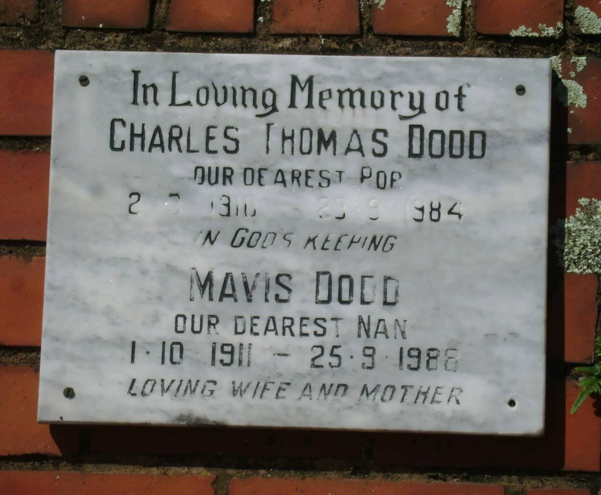 DODD Charles Thomas 1910-1984 &amp; Mavis 1911-1988