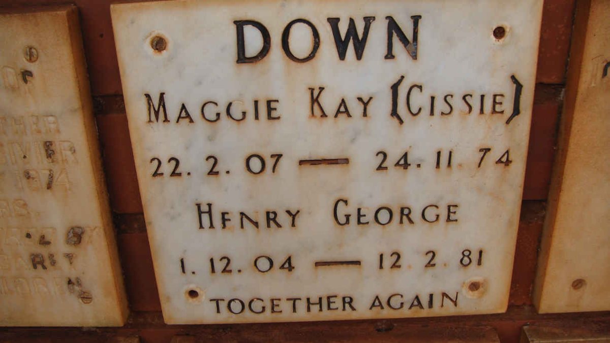 DOWN Henry George 1904-1981 &amp; Maggie Kay 1907-1974