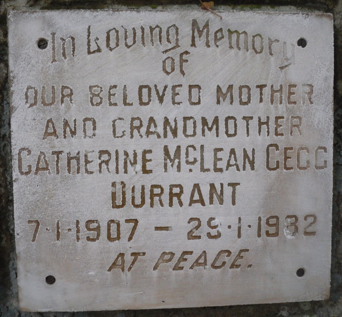 DURRANT Catherine McLean Gegg 1907-1982