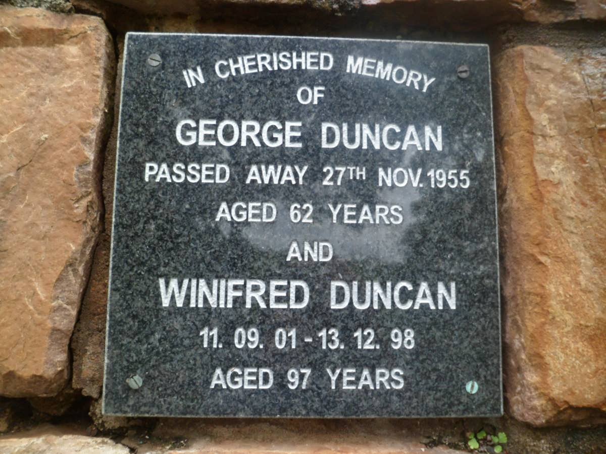 DUNCAN George -1955 &amp; Winifred 1901-1998