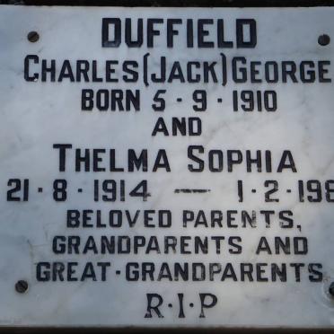 DUFFIELD Charles George 1910- &amp; Thelma Sophia 1914-1987