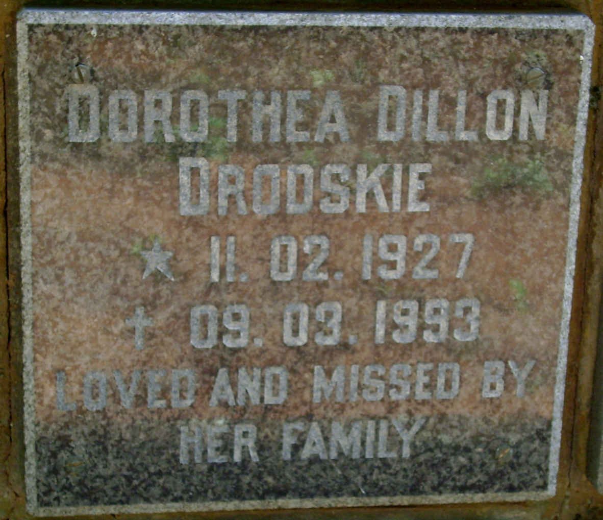 DRODSKIE Dorothea Dillon 1927-1993