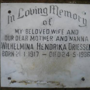 DRIESSEN Wilhelmina Hendrika 1917-1986