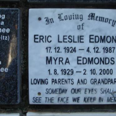 EDMONDS Eric Leslie 1924-1987 &amp; Myra 1929-2000