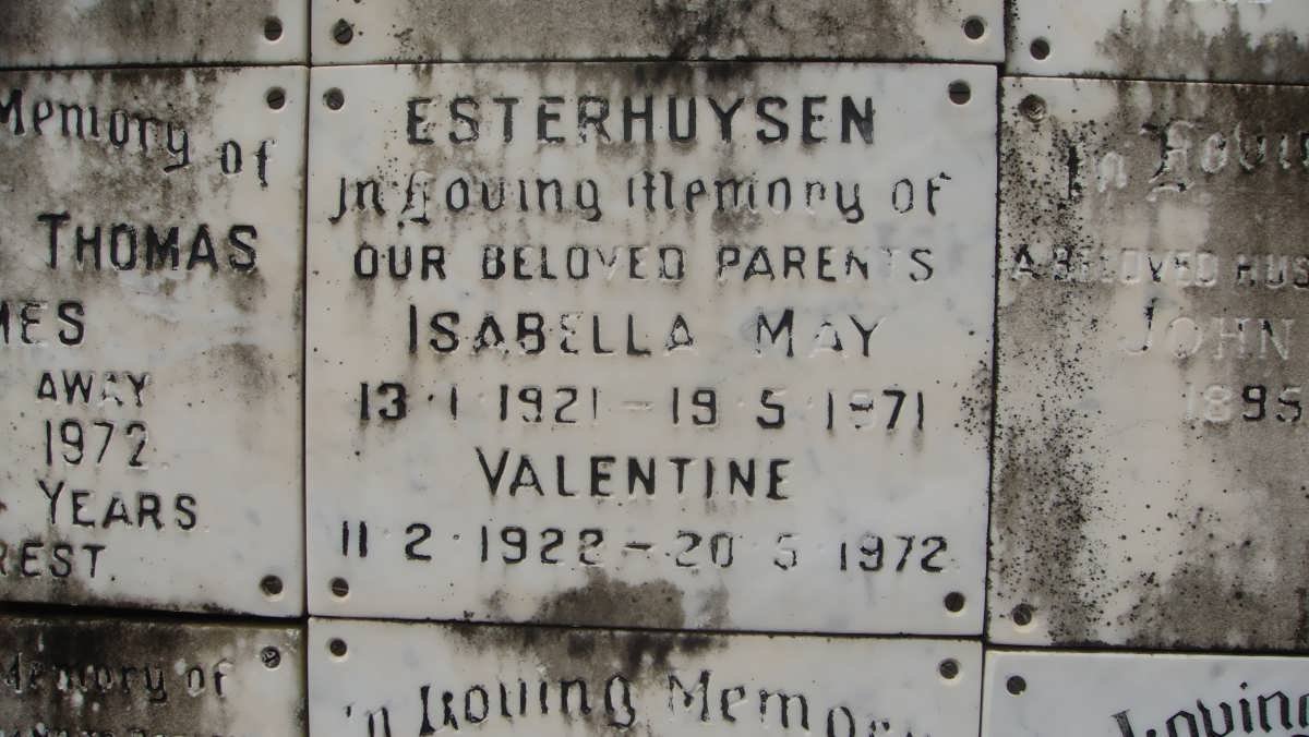 ESTERHUYSEN Valentine 1922-1972 &amp; Isabella May 1921-1971