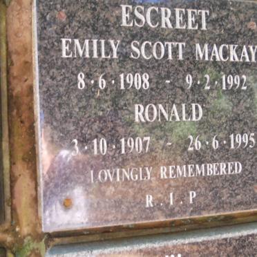 ESCREET Ronald 1907-1995 &amp; Emily Scott Mackay 1908-1992