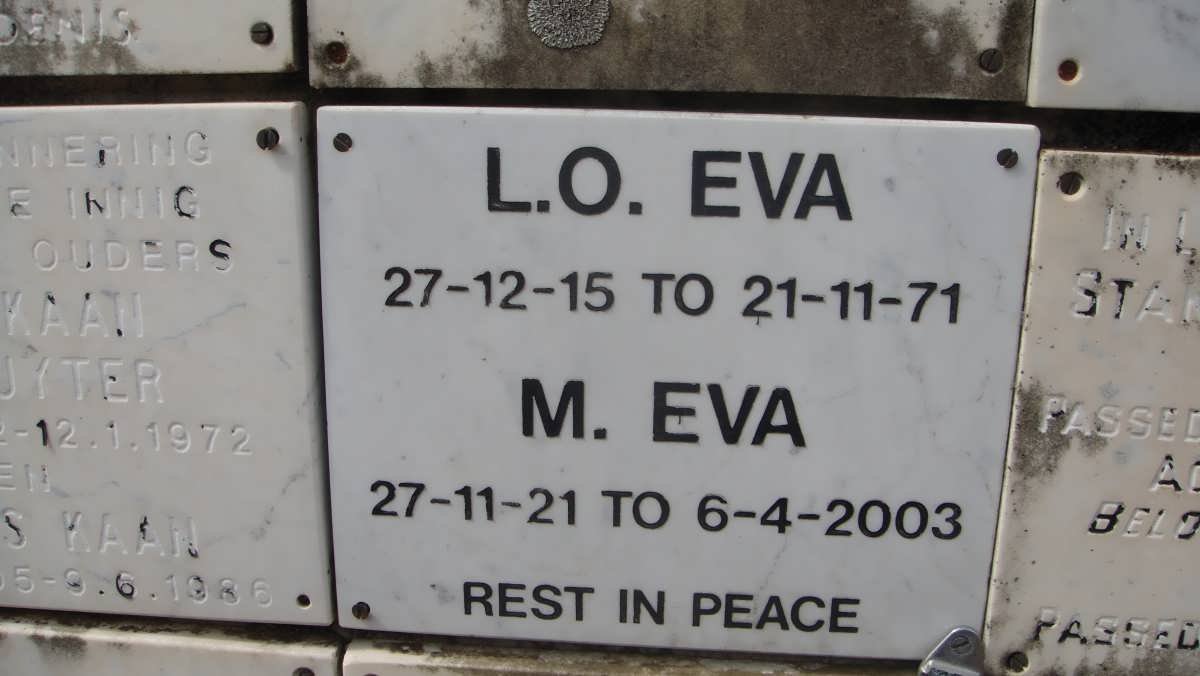 EVA L.O. 1915-1971 &amp; M. 1921-2003