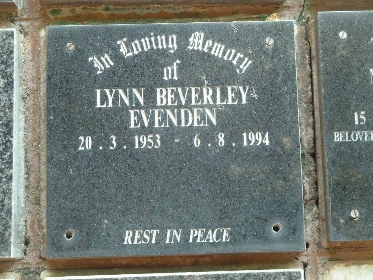 EVENDEN Lynn Beverley 1953-1994