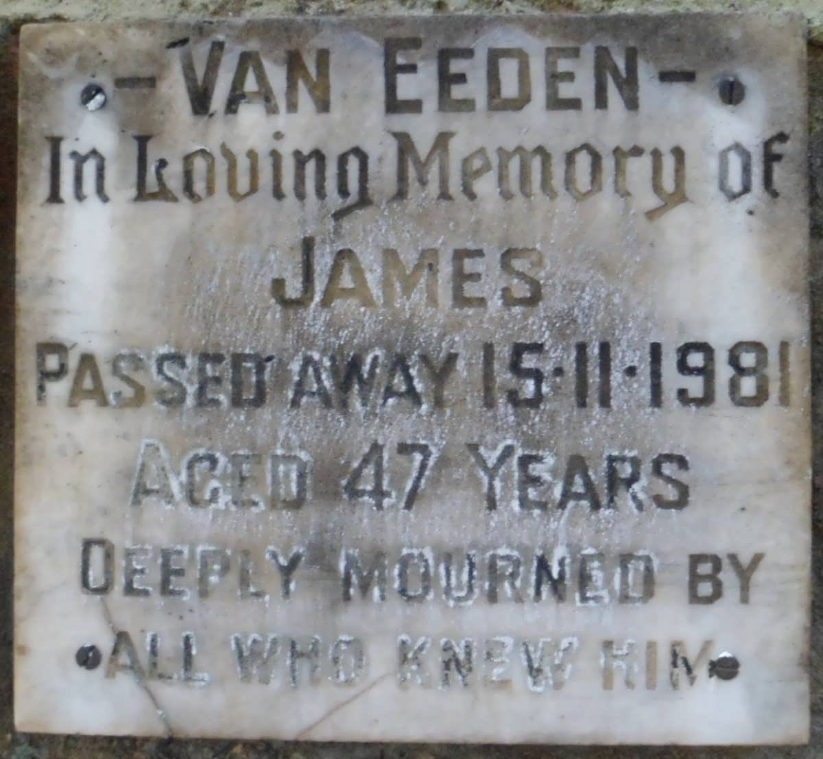 EEDEN James, van -1981