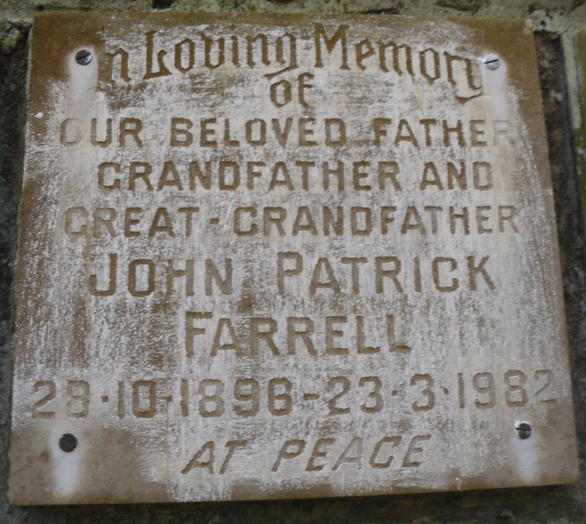FARRELL John Patrick 1896-1982