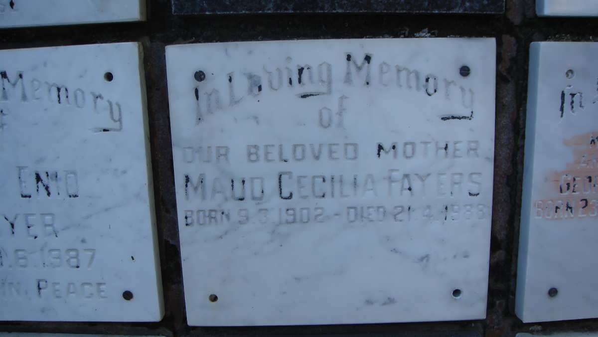 FAYERS Maud Cecilia 1902-1988