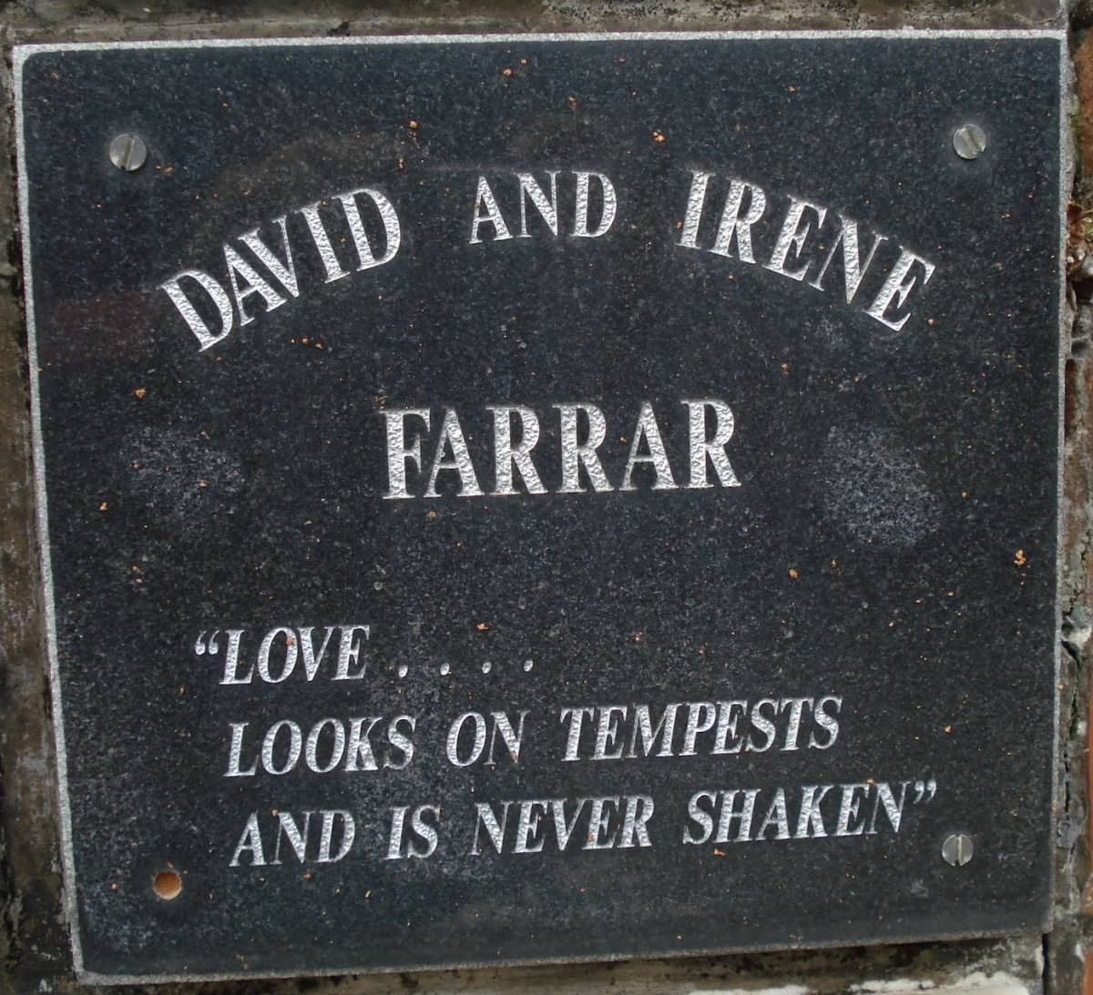 FARRAR David &amp; Irene
