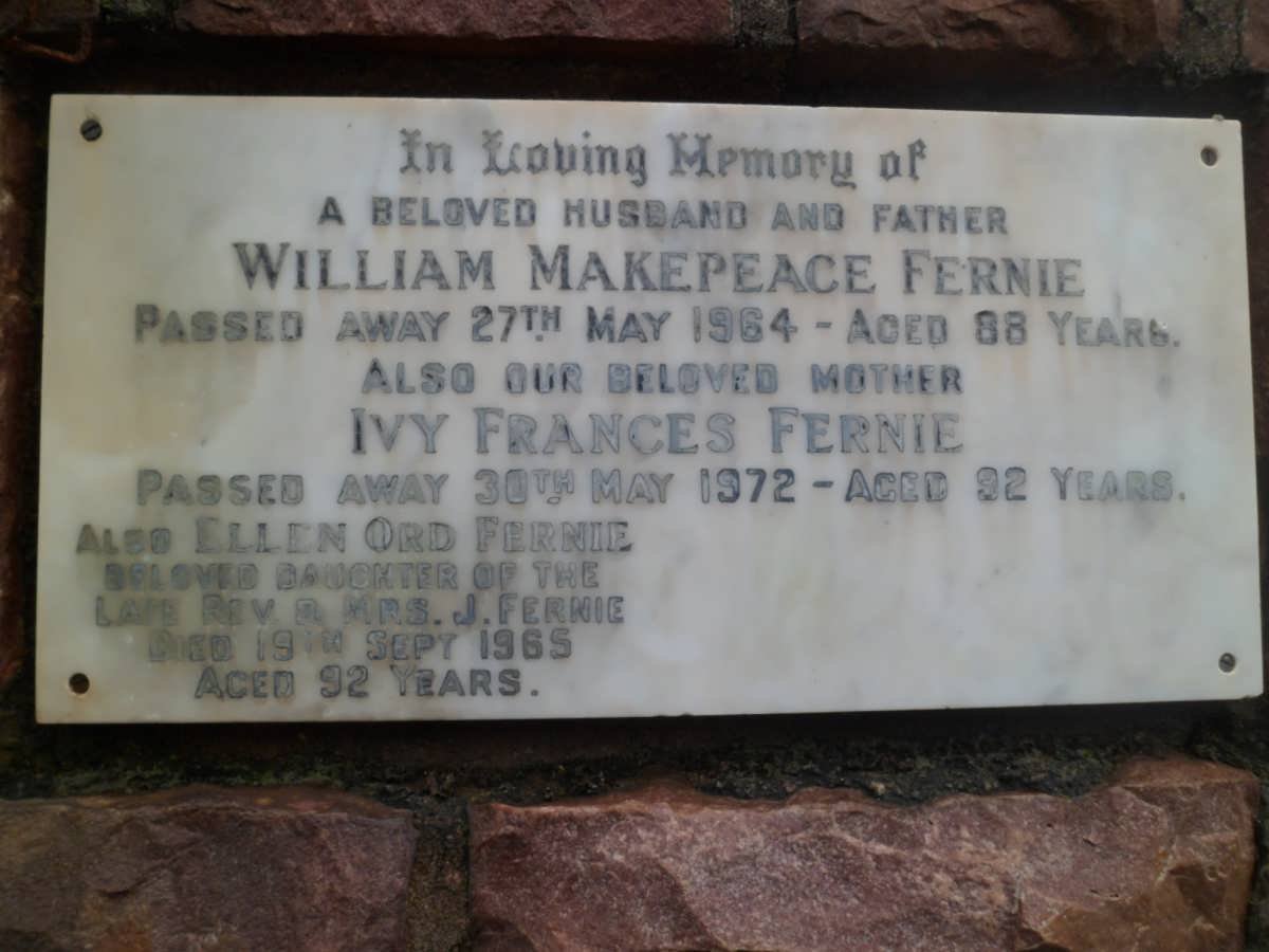 FERNIE William Makepeace -1964 &amp; Ivy Frances -1972 :: FERNIE Ellen Ord -1965