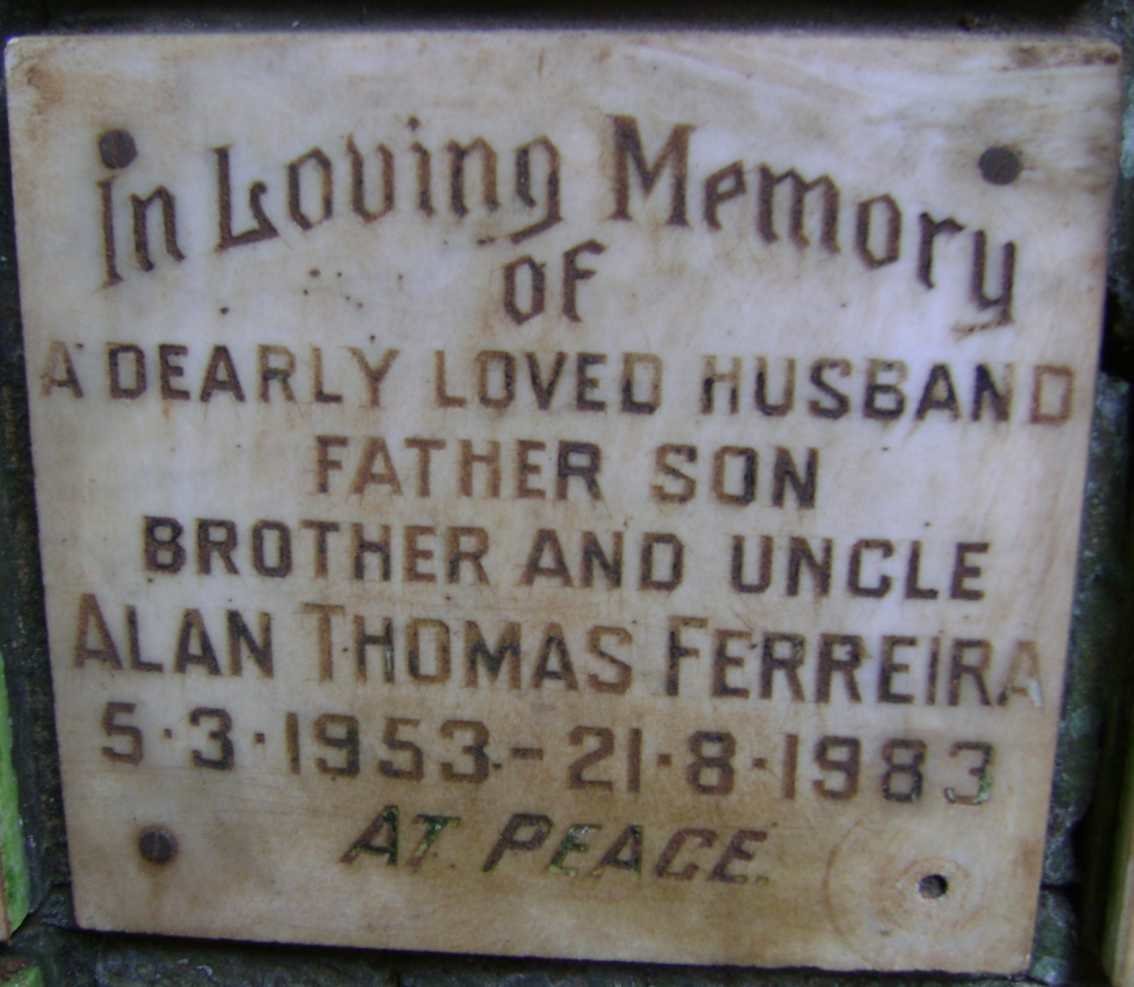 FERREIRA Alan Thomas 1953-1983