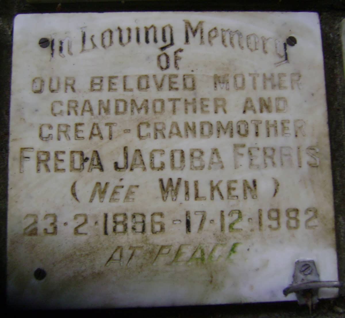 FERRIS Freda Jacoba nee WILKEN 1896-1982