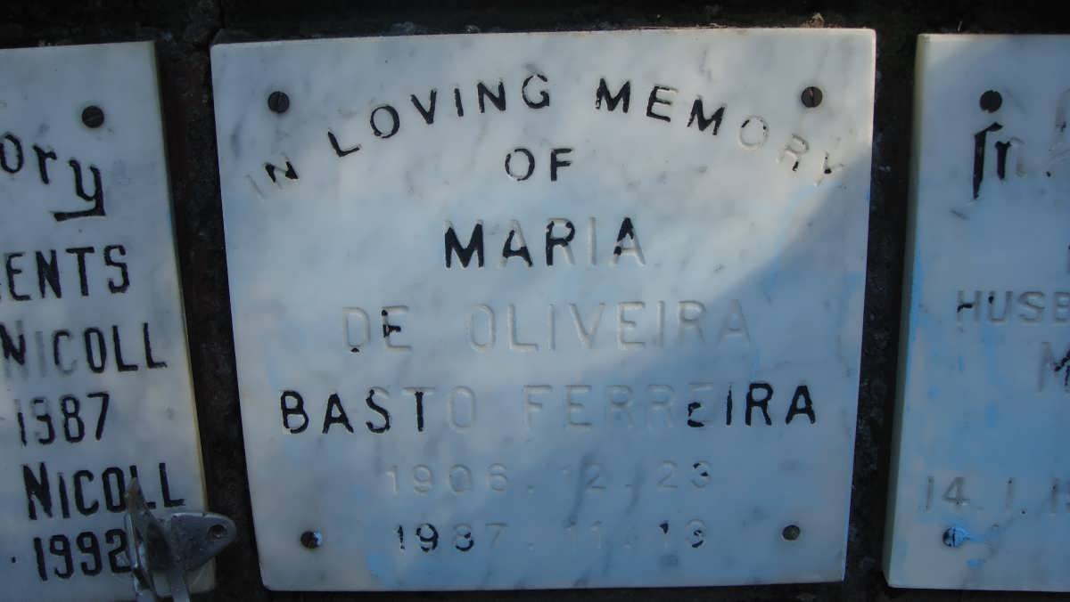 FERREIRA Maria de Oliveira Basto 1906-1987