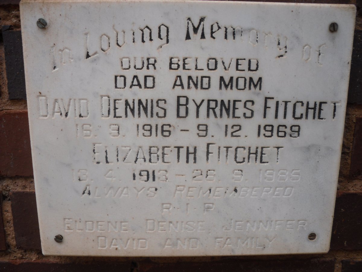 FITCHET David Dennis Byrnes 1916-1969 &amp; Elizabeth 1913-1985