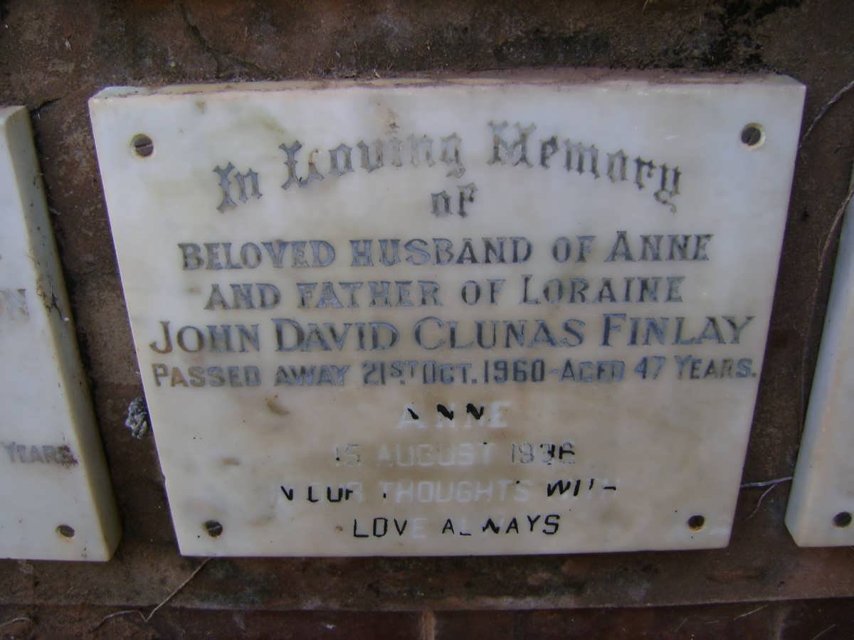 FINLAY John David Clunas -1960 &amp; Anne -1936