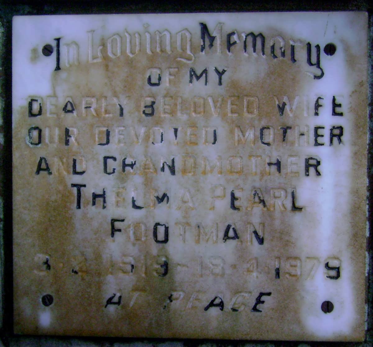 FOOTMAN Thelma Pearl 1919-1979