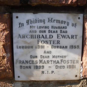 FOSTER Archibald Ewart 1891-1959 &amp; Frances Martha 1899-1981