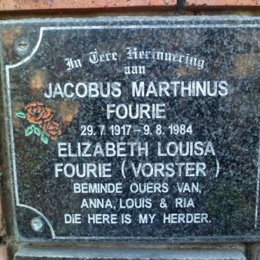FOURIE Jacobus Marthinus 1917-1984 &amp; Elizabeth Louisa VORSTER