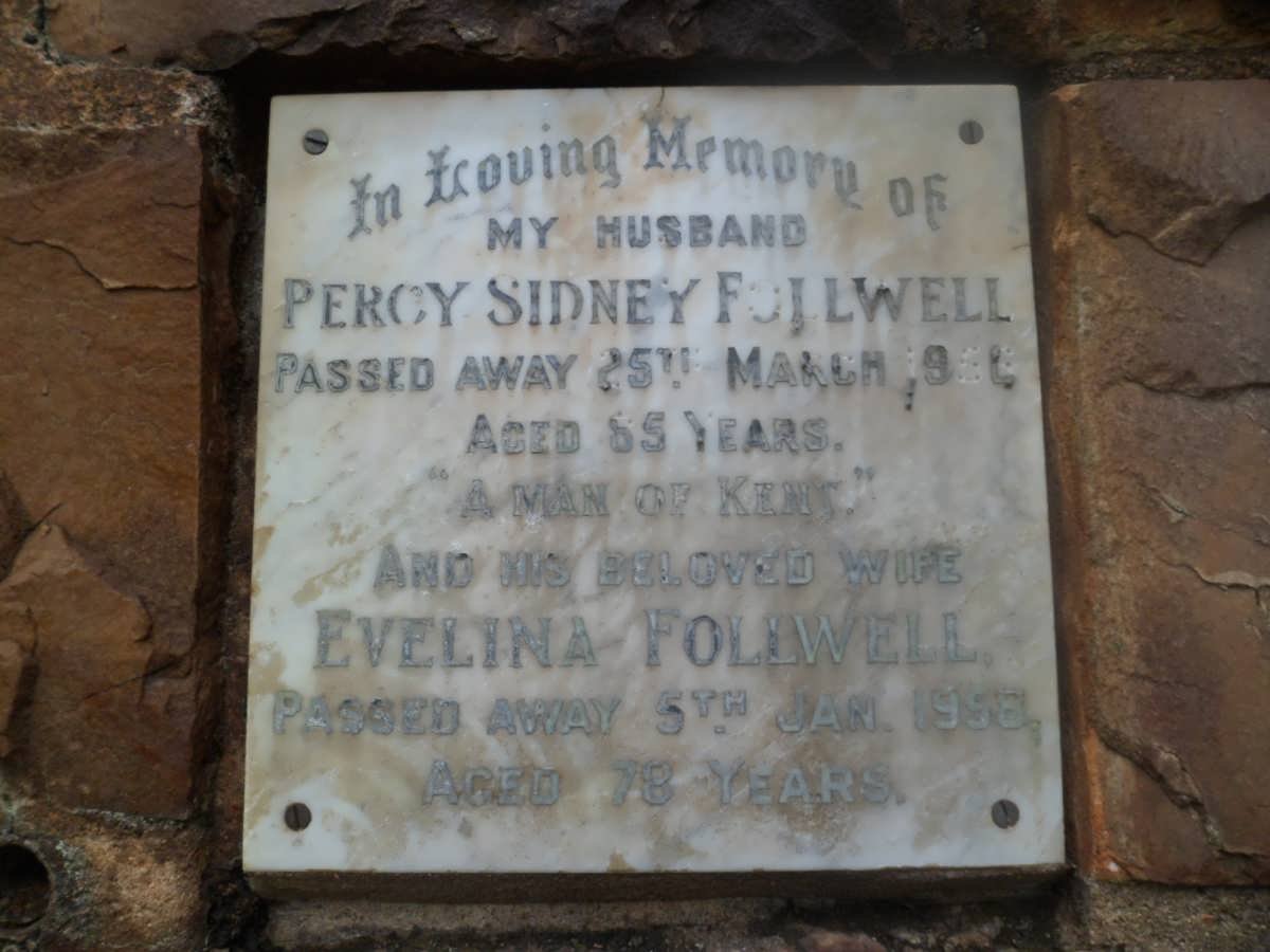 FOLLWELL Percy Sidney -1956 &amp; Evalina -1958