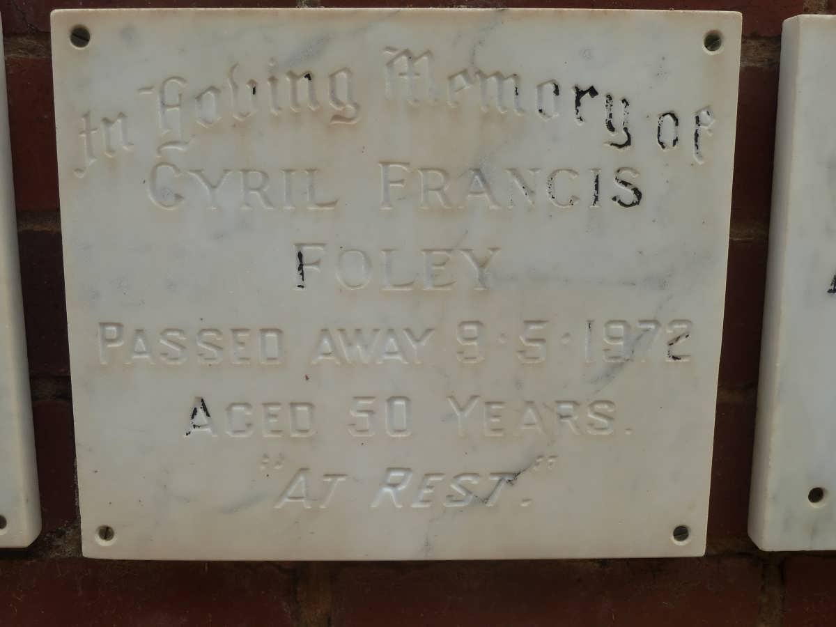 FOLEY Cyril Francis -1972