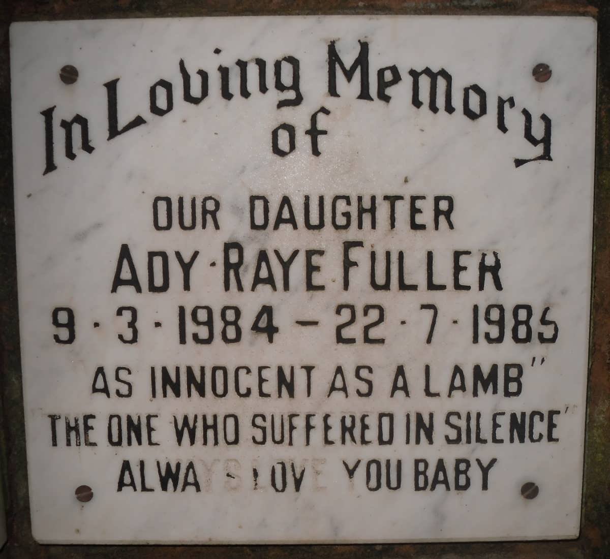 FULLER Ady Raye 1984-1985