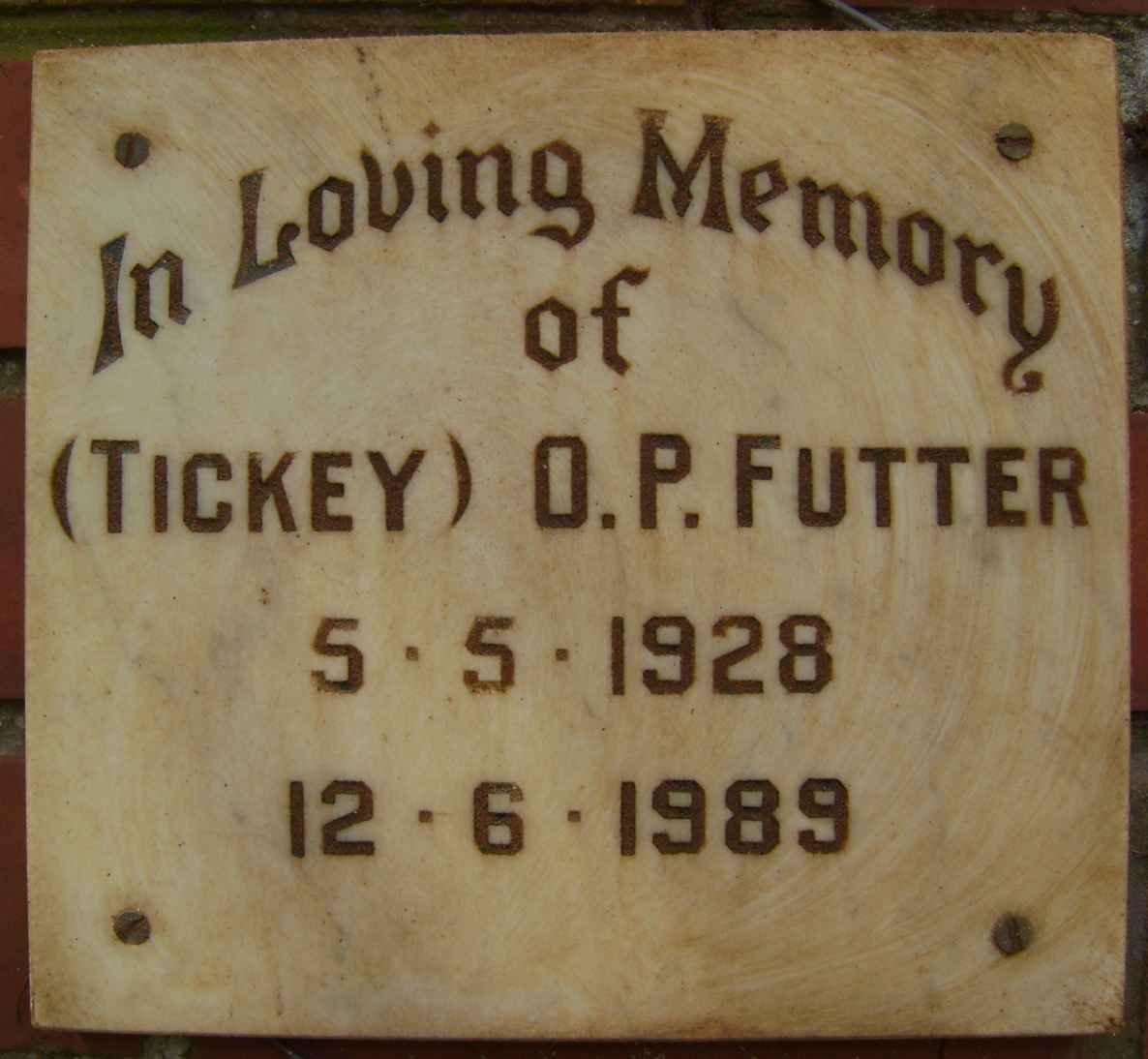 FUTTER O.P. 1928-1989