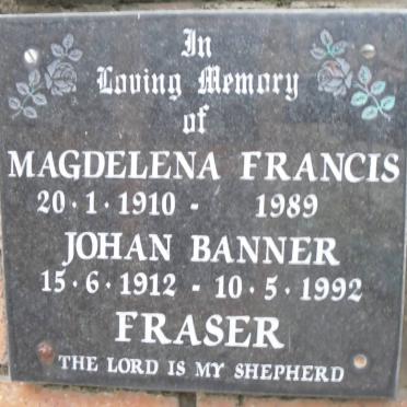 FRASER Johan Banner 1912-1992 &amp; Magdelena 1910-1989