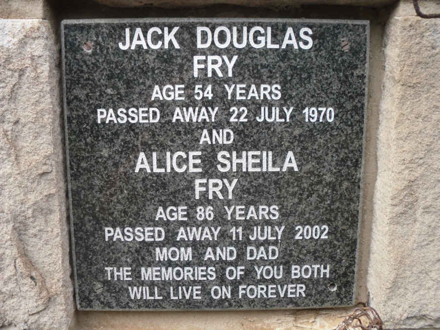 FRY Jack Douglas -1970 &amp; Alice Sheila -2002