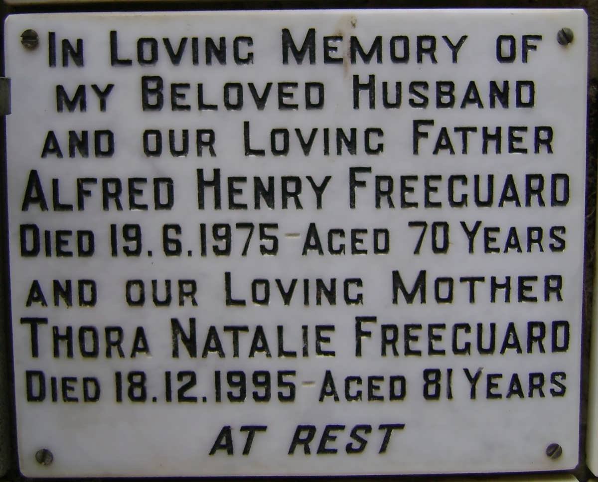 FREEGUARD Alfred Henry -1975 &amp; Thora Natalie -1995