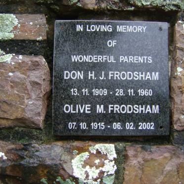 FRODSHAM Don H.J. 1909-1960 &amp; Olive M. 1915-2002