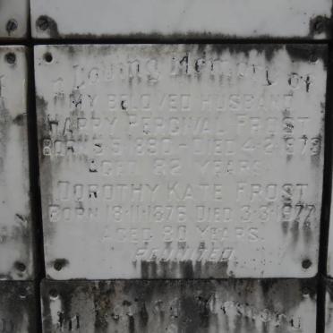 FROST Harry Percival 1890-1973 &amp; Dorothy Kate 1876-1977